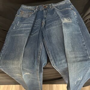 Distressed Blue Jeans-Y2K jeans-Vibes jeans-size 34x34-#577